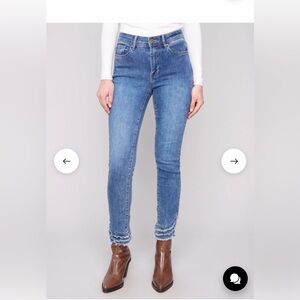 Charlie B Slim Leg Fray Hem Jeans